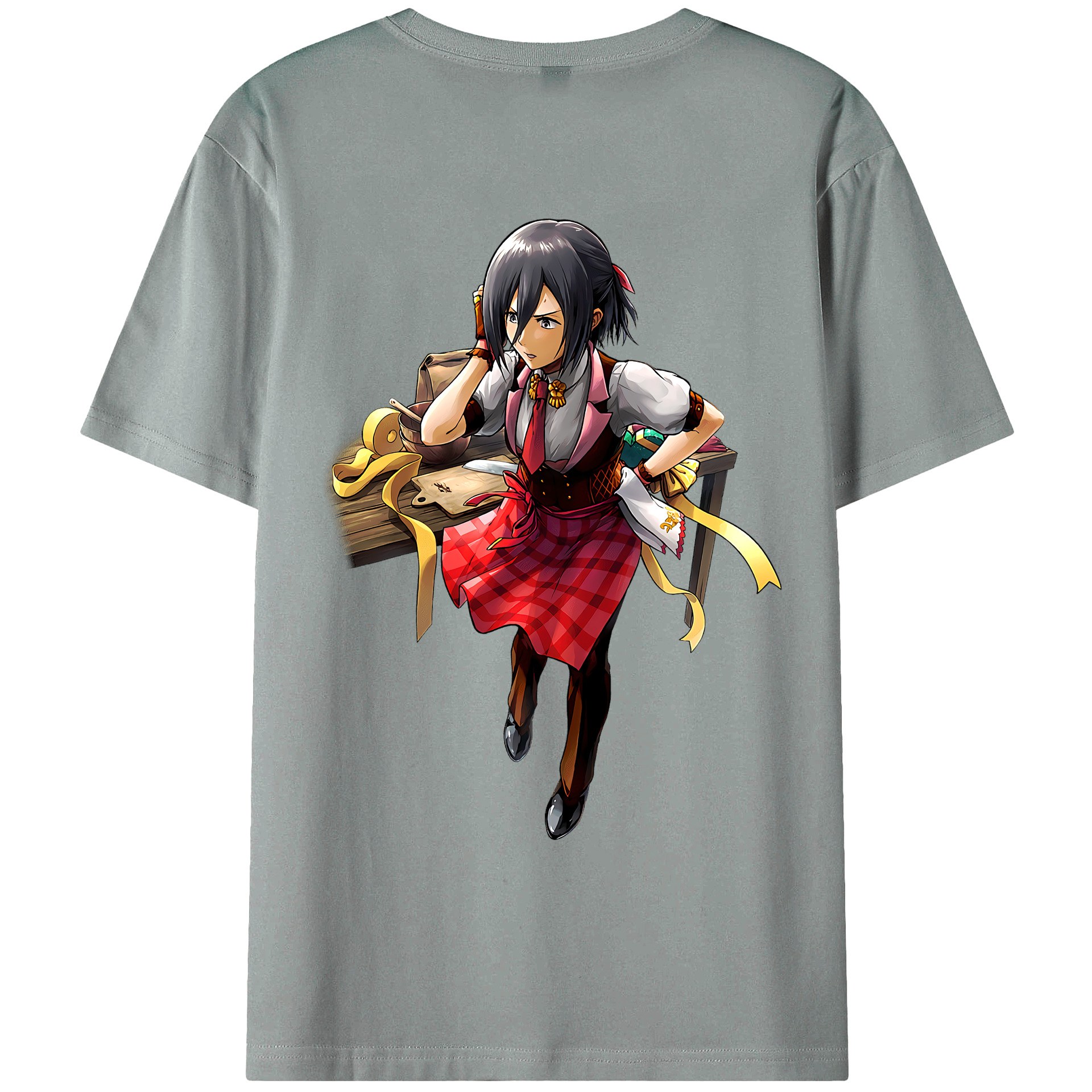 （画像用） 進撃の巨人 ミカサ·アッカーマン Attack on Titan Mikasa Ackerman 綿100％ メンズ半袖Tシャツ（バックプリント） 通気性